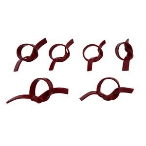 6 Vintage RETRO 70's Mod Cherry Red Formed Plastic "KNOT" Napkin Rings
